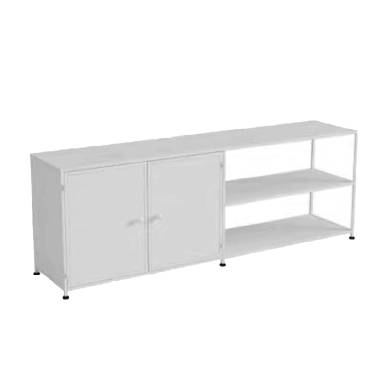 Industrial Style TV Stand Metal TV Console with Open Storage White Cabinet Enclosed Storage Clearhalo 'furn' 'furn_tv_stands_entertainment_centers' 'Furniture' 'Living Room Furniture' 'TV Stands & Entertainment Centers' 'TV Stands & Media Storage Furniture' 'tv_stands_entertainment_centers' 6060292