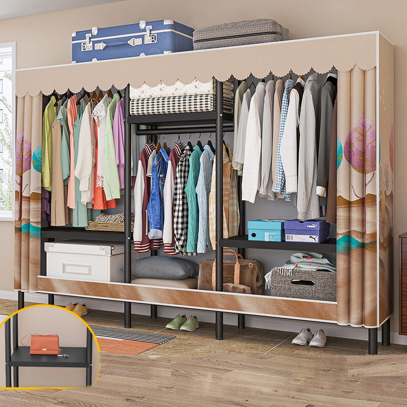 Eigentijdse stijl garderobe armoire metalen frame armoire met kledingstaaf voor thuis