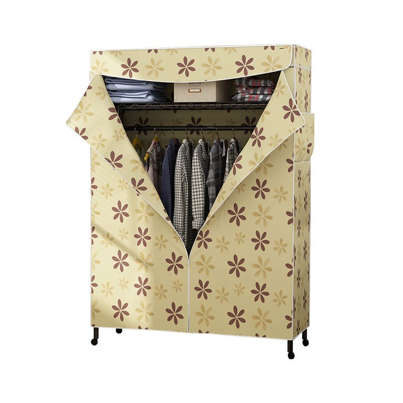 Armoire de garde-robe contemporaine Armoire de cadre en métal avec canne de vêtements et étagères pour la maison