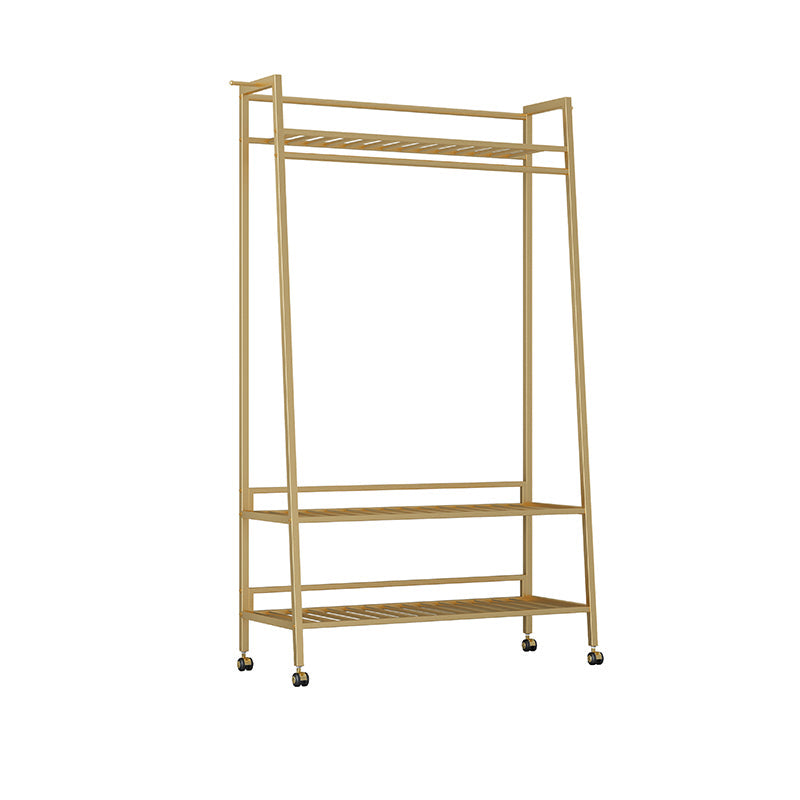 Glam Metal Hall Stand Hanging Rail Storage Shelving and 2 Hooks Coat Hanger Gold 3 Clearhalo 'Entry & Mudroom Furniture' 'furn' 'furn_hall_tree_coat_racks' 'Furniture' 'Hall Trees & Coat Racks' 'hall_tree_coat_racks' 6064723
