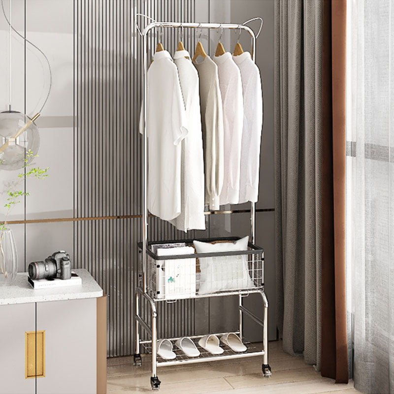 Cesto di stoccaggio per cappotto in metallo contemporaneo Cesto inferiore e albero della sala d'ingresso di ricino