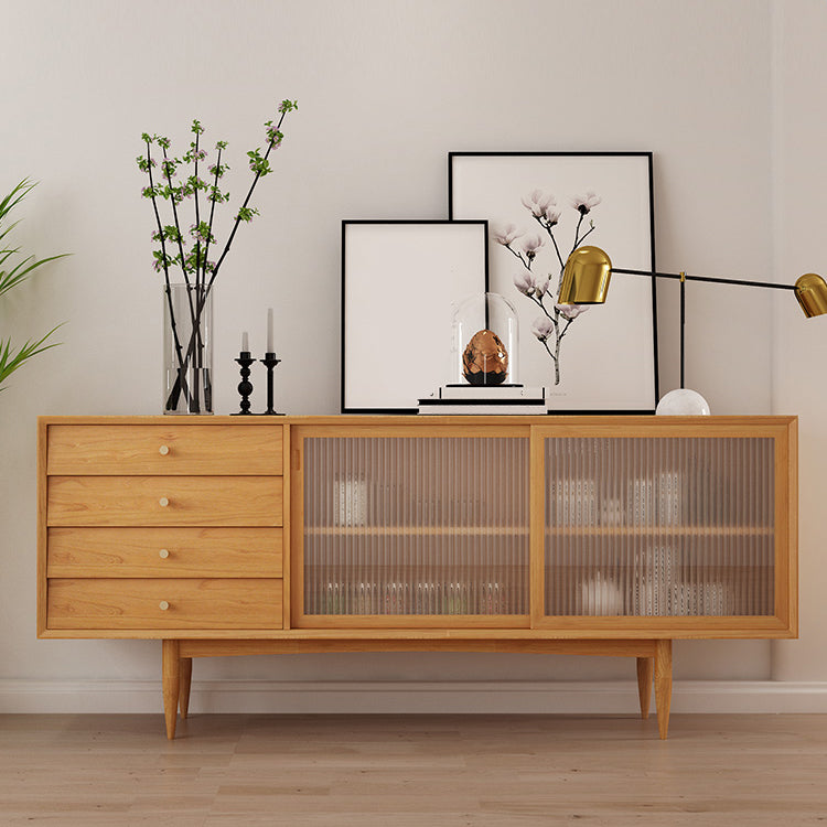 4-Dtrawer-Essbuffet mit Schiebetüren Kiefern Kiefer Massivholzbuffet Ständer