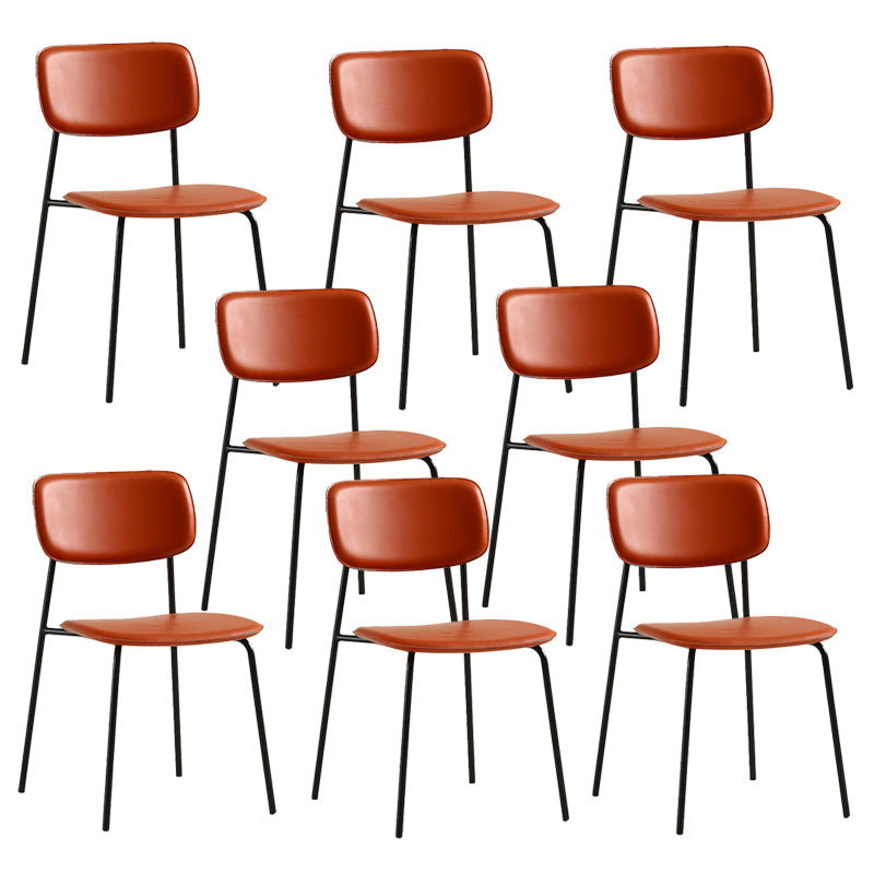 Industrial Armless Kitchen Chair Plastic Open Back Side Indoor Chair with Metal Base Orange 8 Piece Set Clearhalo 'Dining Chairs' 'Dining Tables & Seating' 'dining_chair' 'furn' 'furn_dining_chair' 'Furniture' 'Kitchen & Dining Furniture' 6066121