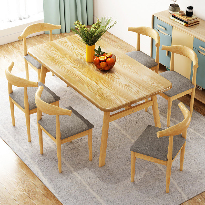 Solid Wood Top Dining Table Traditional Luxury Rectangle Table with 4 Legs Natural Without Chairs Clearhalo 'Dining Tables & Seating' 'Dining Tables' 'dining_table' 'furn' 'furn_dining_table' 'Furniture' 'Kitchen & Dining Furniture' 6066717