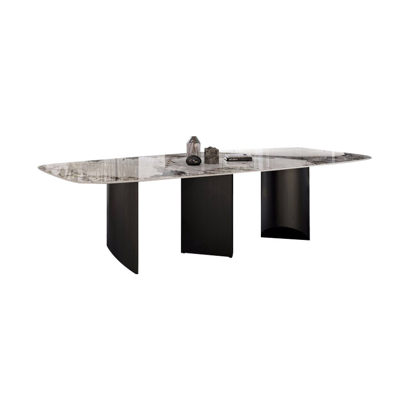 Modern Metal Base Dining Table Stone Rectangle Dining Table for Home Without Chairs Clearhalo 'Dining Tables & Seating' 'Dining Tables' 'dining_table' 'furn' 'furn_dining_table' 'Furniture' 'Kitchen & Dining Furniture' 6067087