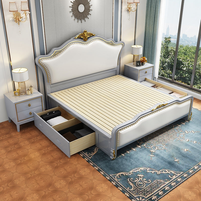 Farmo del letto in legno di pino vittoriano largo 84,65 pollici con testiera imbottita