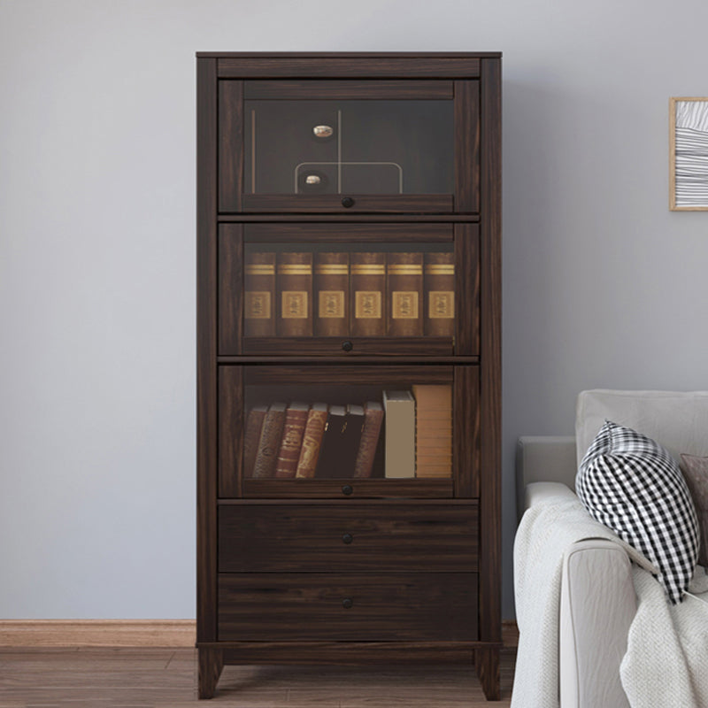 Mid-Century Modern Side Cabinet Square Accent Cabinet with Brown 31.5"L x 13.9"W x 66.8"H Clearhalo 'Cabinets & Chests' 'cabinets_chests' 'furn' 'furn_cabinets_chests' 'Furniture' 'Living Room Furniture' 6067990