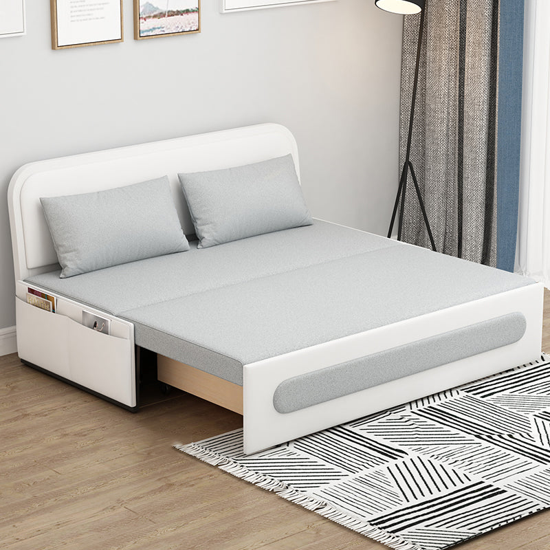 Contemporary 33.46"H Faux Leather Armless Sofa Bed for Apartment with Storage