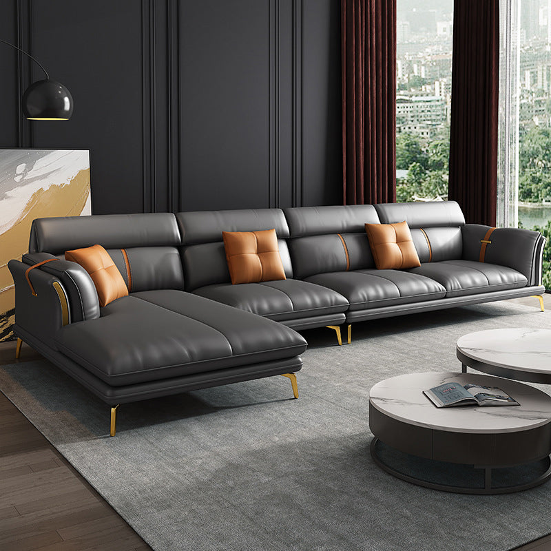 Lussuoso cuscino posteriore sezionale in pelle vera braccio svasato