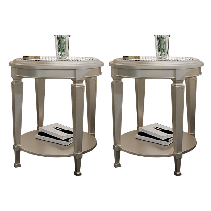 26 "hohe 4 -Beine massiv Holz Endtisch zeitgenössische runde Doppelstufe Endtisch