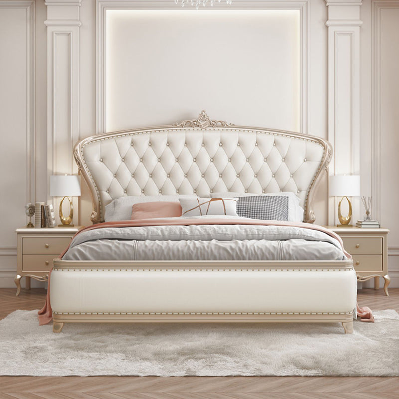 Letto vittoriano pannello bianco letto imbottito con gambe dorate personalizzate