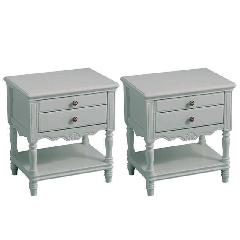 Solid Wood Night Table Open Storage Bed Nightstand with Drawer Grey 2 Piece Set Clearhalo 'Bedroom Furniture' 'furn' 'furn_night_stand' 'Furniture' 'night_stand' 'Nightstands' 6070694