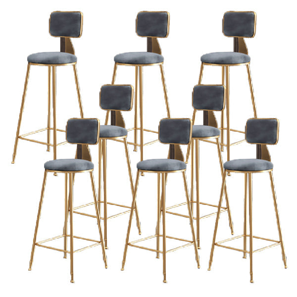 Glam Armless Backrest Counter Stool Iron Dining Room Bar Stool with Cushion