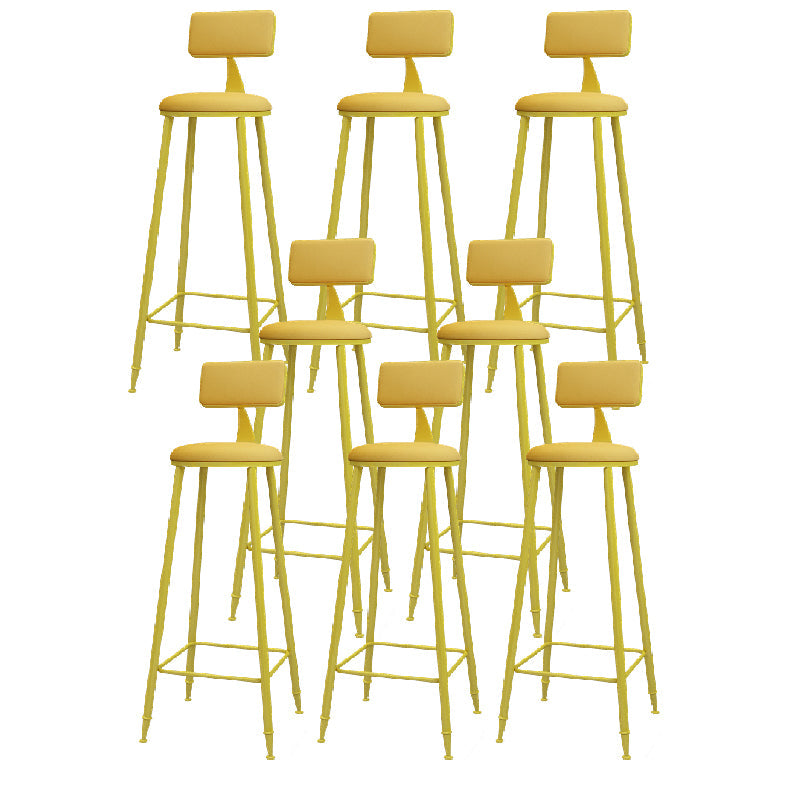 Modern Round Counter Stool Coffee Shop Leather and Metal Counter-height Stool