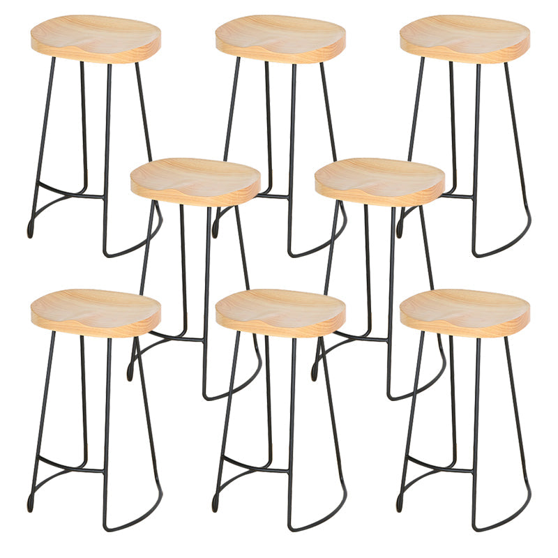 Modern Solid Wood Counter Stool Footrest Saddle Seat Counter Bar Stool in Natural