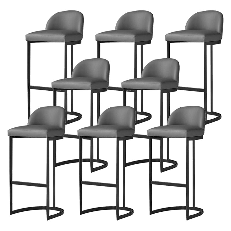 Glam Backrest Armless Counter Stool Iron Bar Stool with Pedal and Cushion