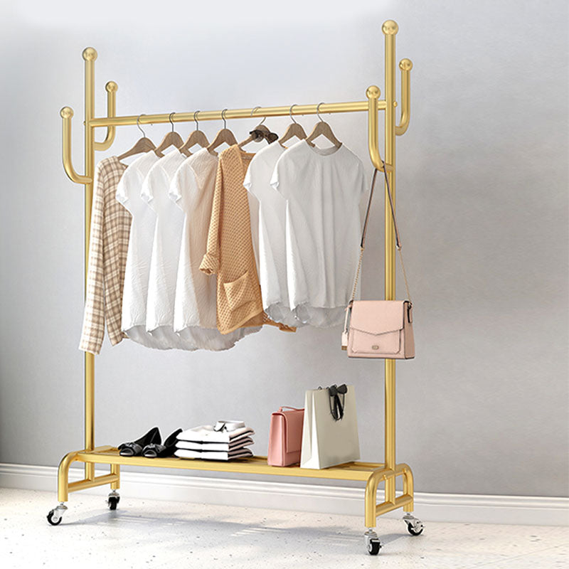 Horme de vêtements en métal classique Rack de manteau autoportant avec étagères de rangement
