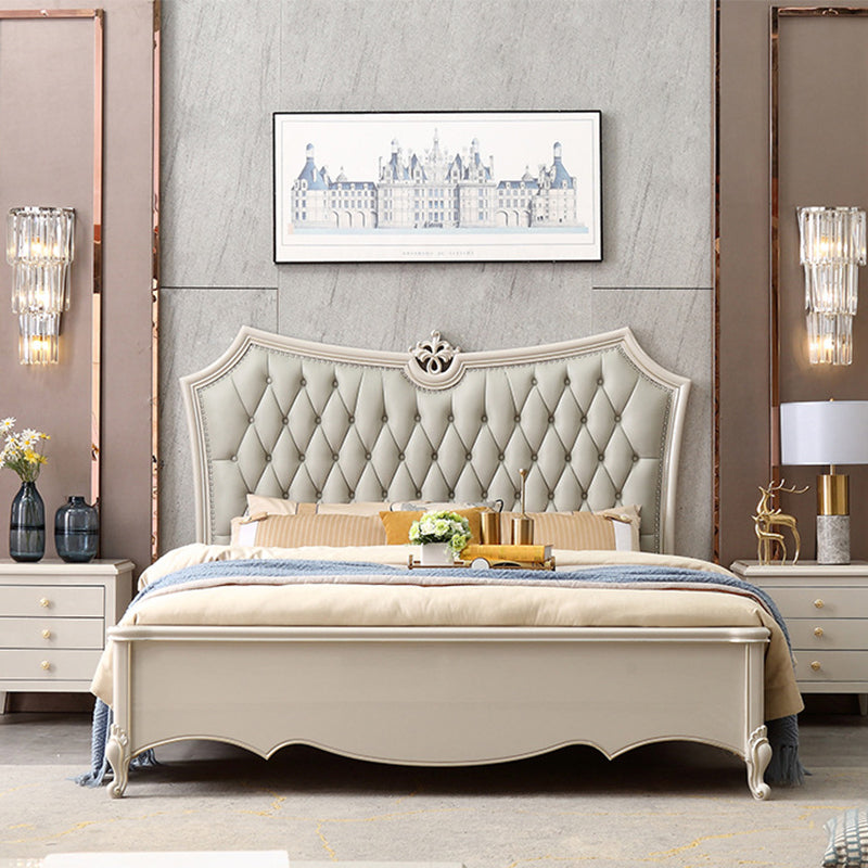 84.65 inch Wide Victorian Bed Pine Wood Standard Bed with Upholstered Headboard Single Bed Unavailable Clearhalo 'Bedroom Furniture' 'Beds' 'furn' 'furn_beds' 'Furniture' 6083711