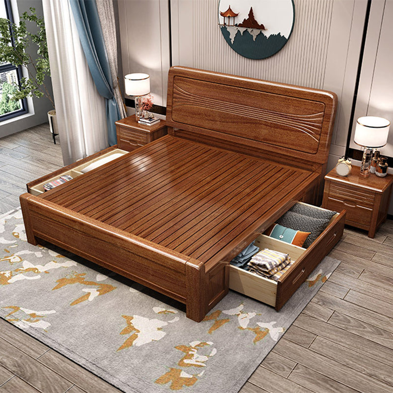 Letto in legno in noce 85,43 "lungo 43,30" letto alto con basso profilo