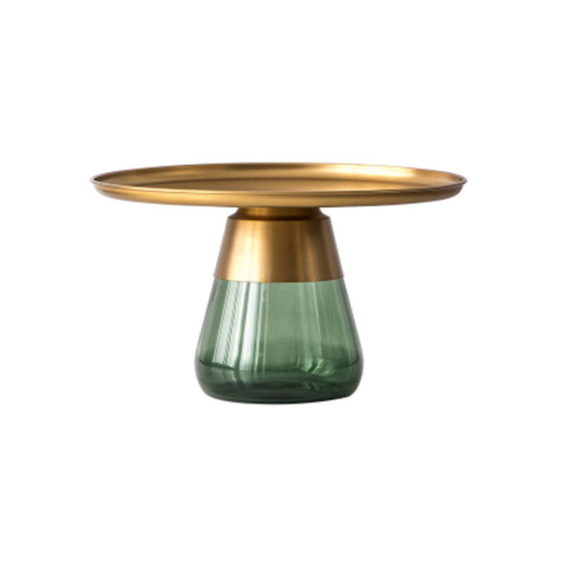 中世紀のモダンな台座トレイトップラウンドシングルコーヒーテーブル