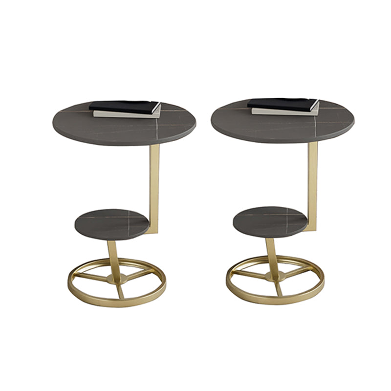 Modern Double Tier Side End Table Round Corner Table for Living Room Gold Black 2 Clearhalo 'Coffee & Accent Tables' 'End & Side Tables' 'end_side_tables' 'furn' 'furn_end_side_tables' 'Furniture' 'Living Room Furniture' 6084972