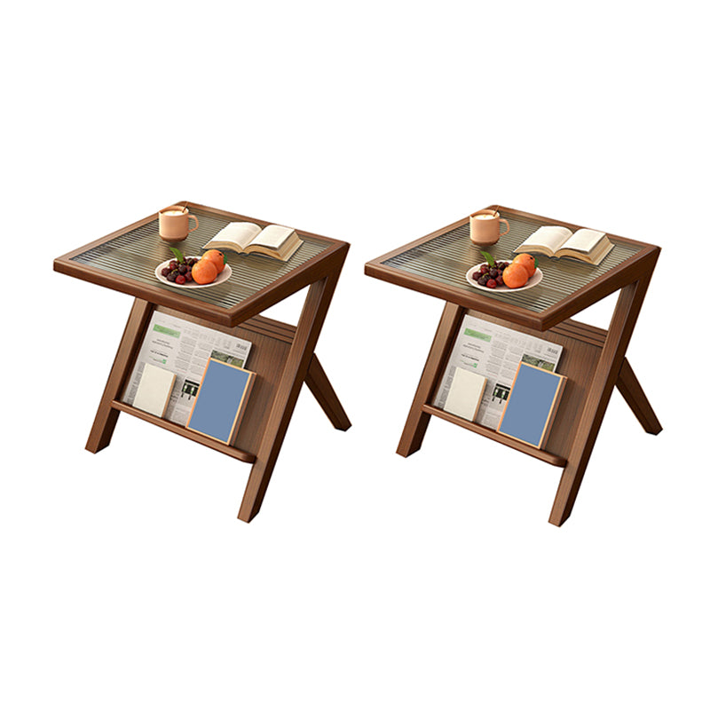 Mesa de deslizamiento de la base de la base de la madera maciza modernista Mesa de vidrio geométrico Topil final