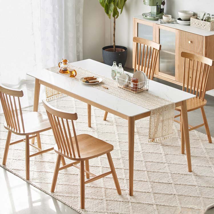 Tavolo da pranzo top in pietra tradizionale tavolo da pranzo del rettangolo di lusso con 4 gambe in legno