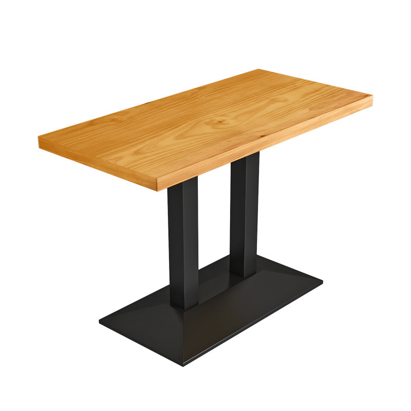 Metal Industrial Dining Table Pine Wood Top Table with Pedestal Base Natural 43.3"L x 23.6"W x 29.5"H Without Chairs Clearhalo 'Dining Tables & Seating' 'Dining Tables' 'dining_table' 'furn' 'furn_dining_table' 'Furniture' 'Kitchen & Dining Furniture' 6085905