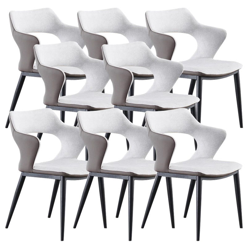 Metal Base Dining Chair Modern Style Faux Leather Arm Dining Chairs White 8 Piece Set Clearhalo 'Dining Chairs' 'Dining Tables & Seating' 'dining_chair' 'furn' 'furn_dining_chair' 'Furniture' 'Kitchen & Dining Furniture' 6085941