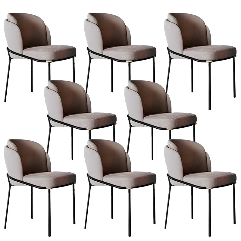 Modern Upholstered Armless Chair Fabric Dining Chair with Metal Base for Restaurant Grey 8 Piece Set Clearhalo 'Dining Chairs' 'Dining Tables & Seating' 'dining_chair' 'furn' 'furn_dining_chair' 'Furniture' 'Kitchen & Dining Furniture' 6086846