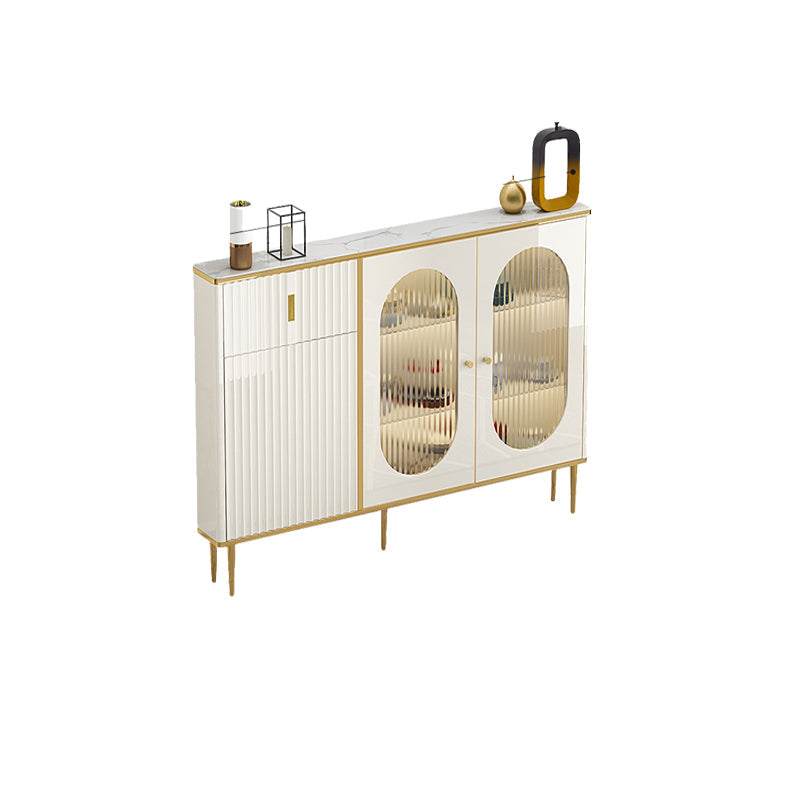 Weißer Buffetserver mit Glastüren Glam Dining Server für Küche