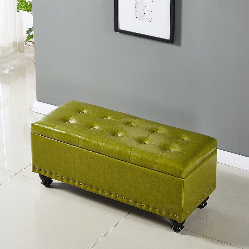 15.7" W Cushioned Seating Bench Mid-Century Modern Upholstered Bench Army Green Clearhalo 'Benches' 'Chairs & Seating' 'furn' 'furn_benches' 'Furniture' 'Living Room Furniture' 6089520