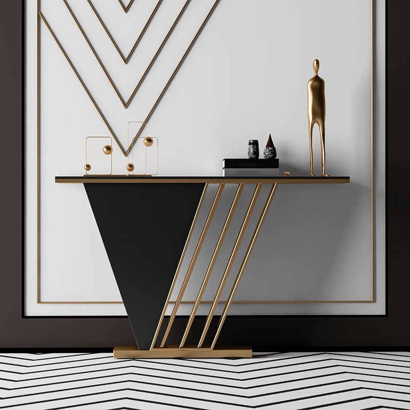 Contemporary Console Accent Table Antique Finish Console Sofa Table 55"L x 12"W x 31"H Black Gold Clearhalo 'Console Tables' 'console_tables' 'Entry & Mudroom Furniture' 'furn' 'furn_console_tables' 'Furniture' 6090504