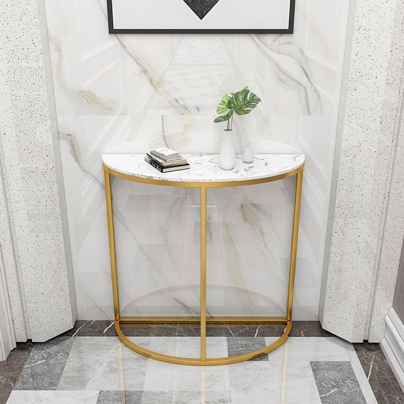 Glam Half Moon Console Accent Table Antieke afwerking Bafe -consoletafel