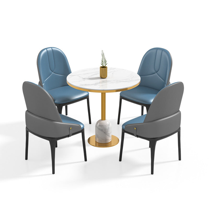 Glamstil Faux Marmor Dining Set rund 1/4/5 Stücke Ess -Set