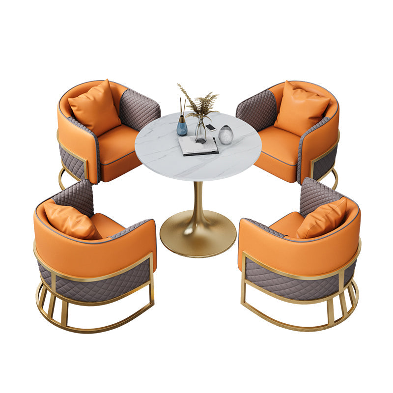 Glam Style Sintered Stone Dining Set Round 1/4/5 Pieces Dining Table Set for Home Use