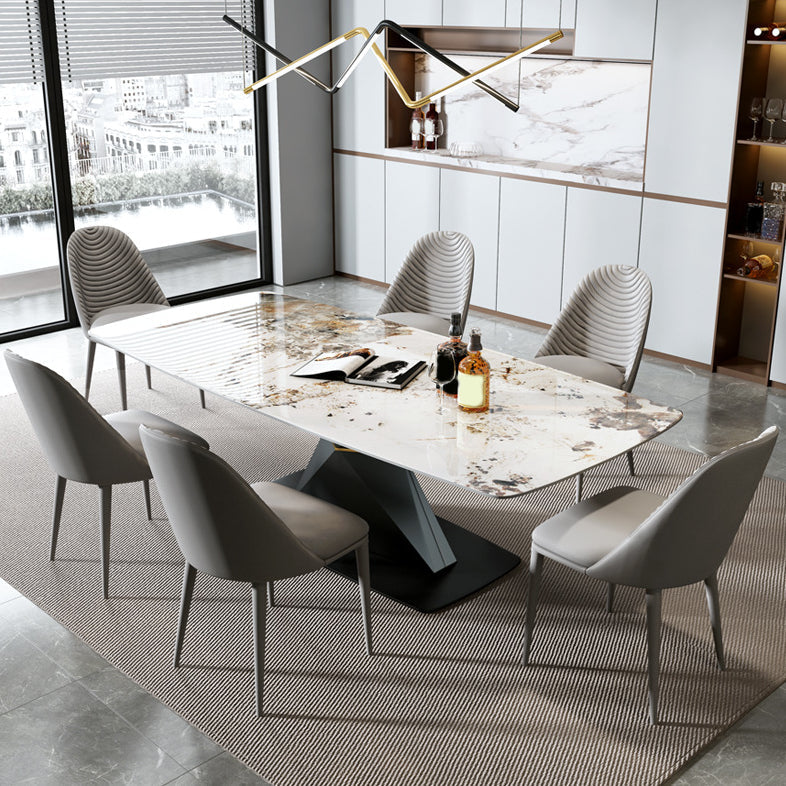 Estilo de diseñador 1/4/5/7 Piezas Rectángulo Juego de comedor de piedra sinterizada Juego de mesa de comedor de piedra sinterizada