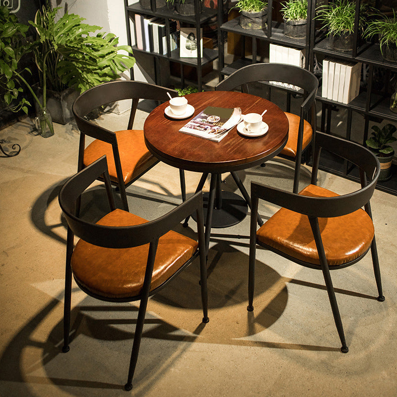 Modern 1/3/5 stukken Dinerset rond dennenhout eettafel voor binnen