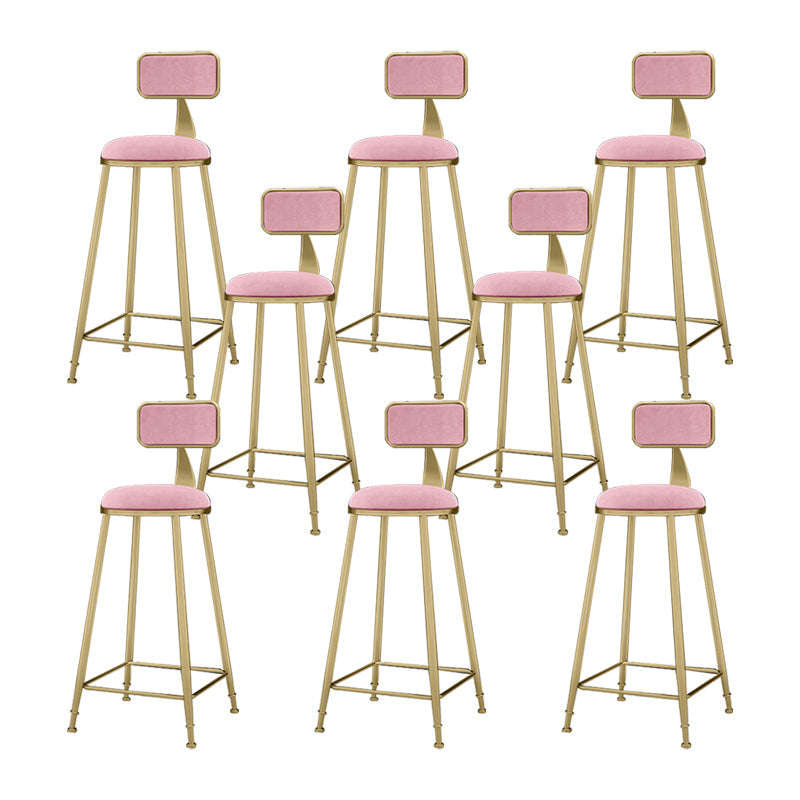 ノルディックアームレスバックレストカウンタースツール鉄のキッチンバースツールクッションとペダル