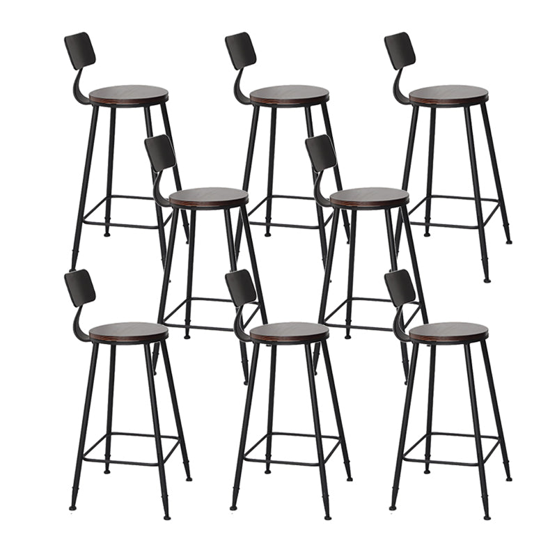 Industrial Backrest Armless Counter Stool Iron Cafe Bar Stool with Seat and Pedal