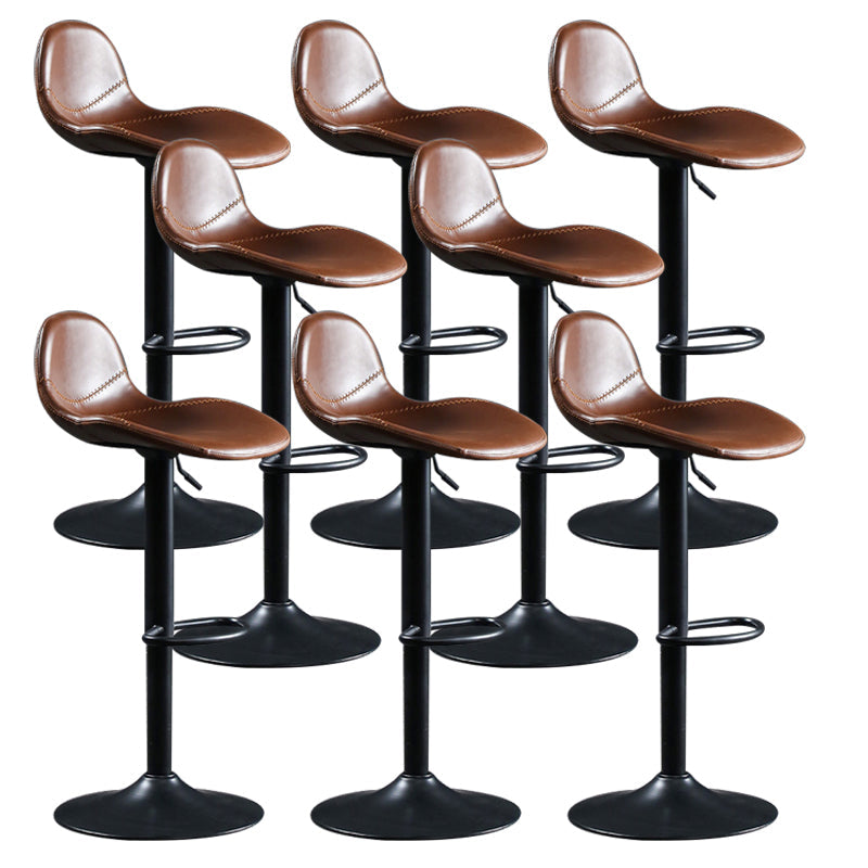 Modern Adjustable Height Barstool Faux Leather Swivel Bar Stools Dark Brown 8 Piece Set Clearhalo 'Bar Furniture' 'Bar Stools' 'bar_stools' 'furn' 'furn_bar_stools' 'Furniture' 'Kitchen & Dining Furniture' 6095155