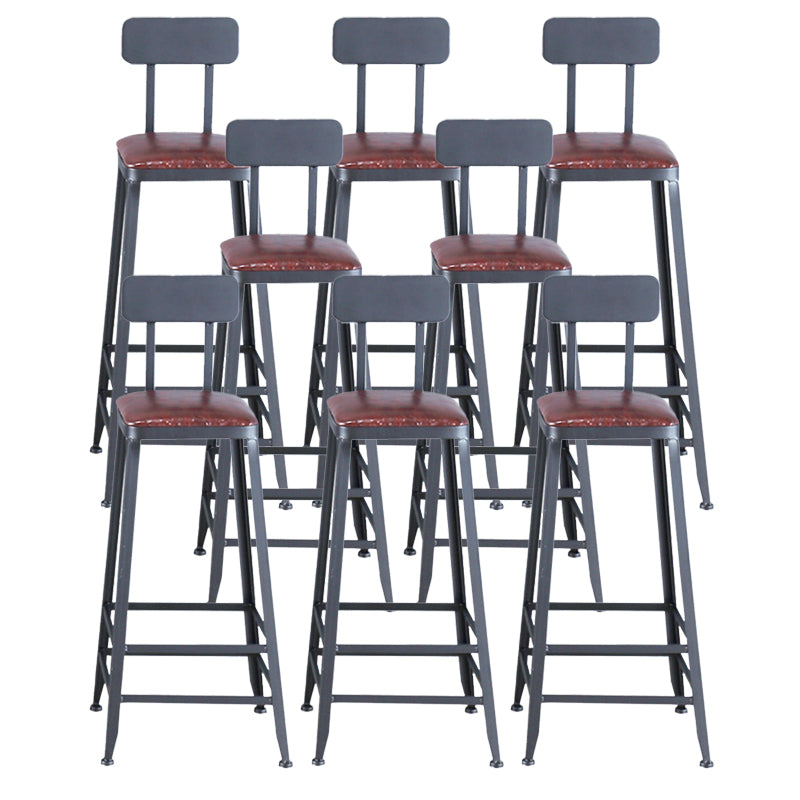 Tabouret de comptoir sans bras industriel tabouret en fer avec pédale et coussin en cuir