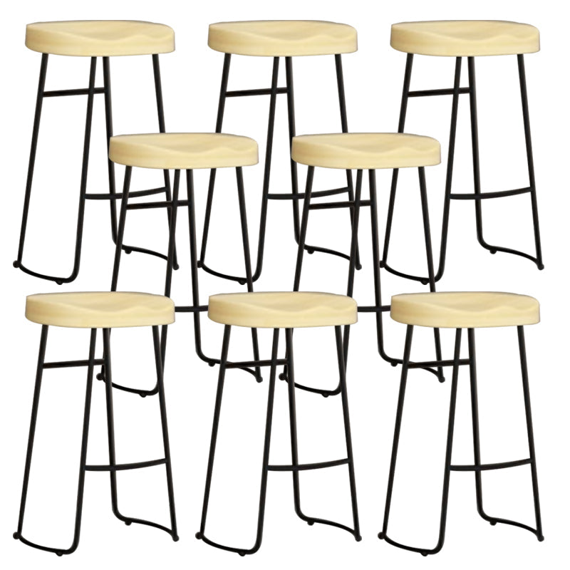 Modern Armless Backless Counter Stool Iron Dining Room Bar Stool with Pedal