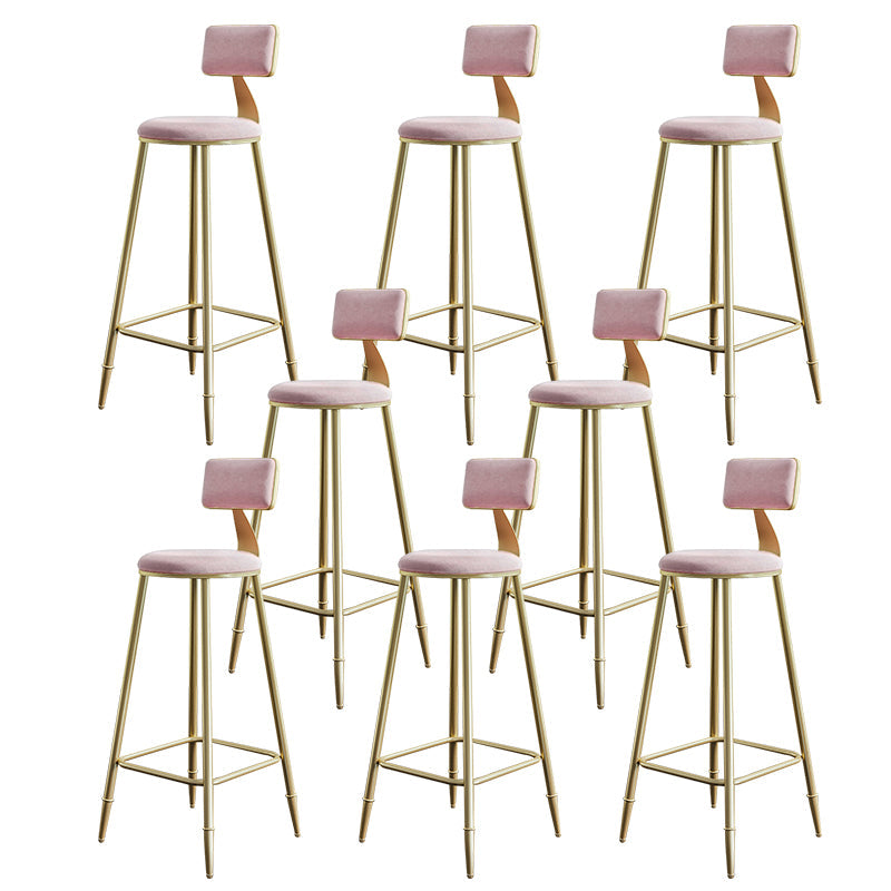 Nordic Backrest Armless Counter Stool Iron Cashier Bar Stool with Velvet Cushion