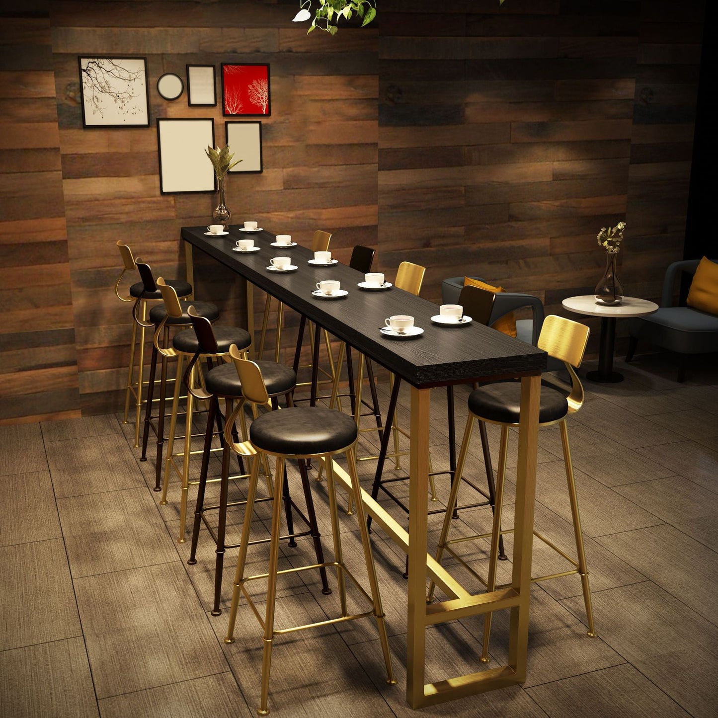 Tavolo da tavolo da pub rettangolo altezza glam tavolo da bar in legno massiccio per piccoli luoghi