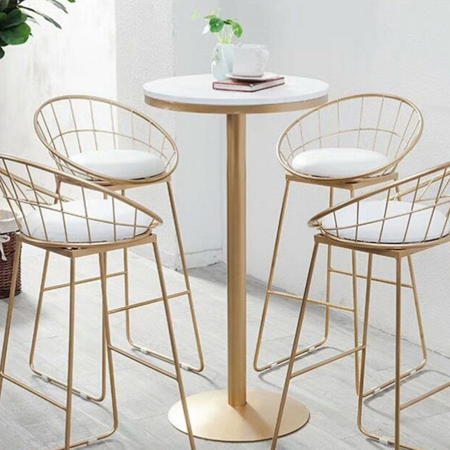 Glam Style Pub Table Round Pedestal Bar Table for Indoor Use
