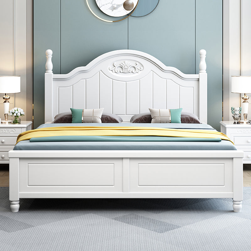 French Country White Standard Bed 46.45" High Bed with Headboard