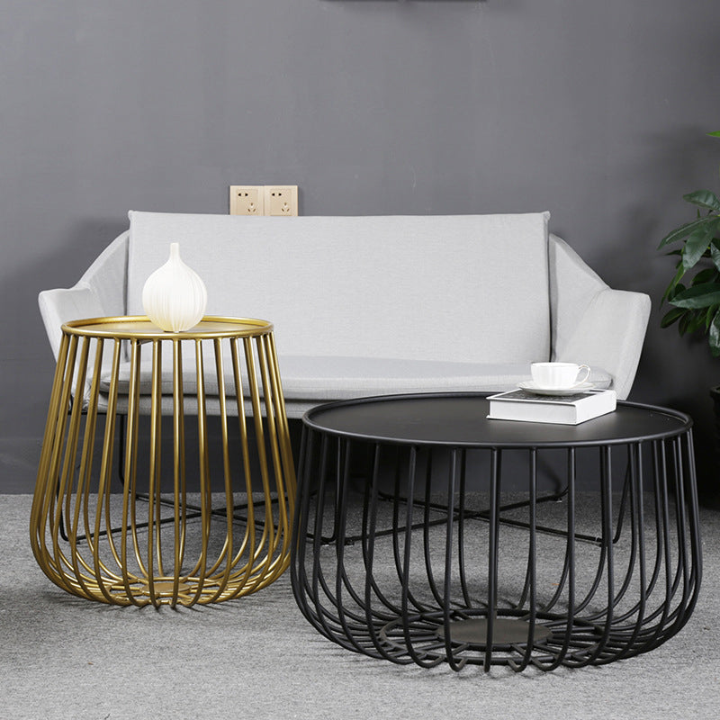 Mid-century Modern Round Iron Coffee Table, Frame Base Coffee Table