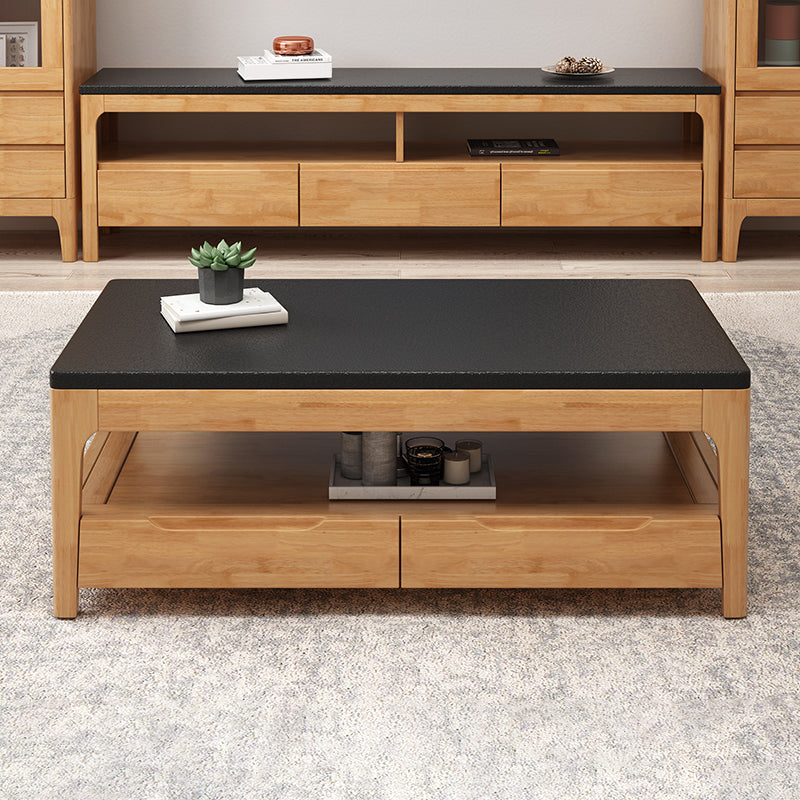 収納引き出しを備えたモダンな4脚長方形のシングルコーヒーテーブル