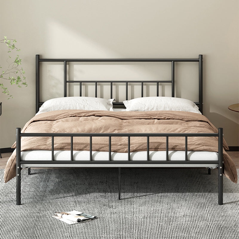 Iron Bde with Rectangular Headboard and Metal Legs in Solid Color